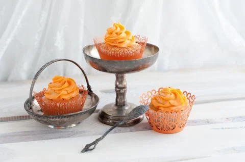 Three cupcakes Stock Photos