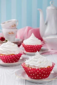 Three Cupcakes in a plate Stock Photos