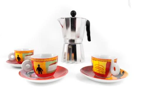 Three cups and mocha Stock Photos