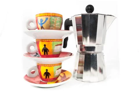 Three cups and mocha Stock Photos
