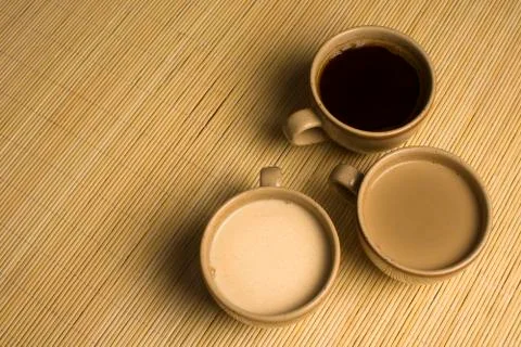 Three cups of coffee Stock Photos
