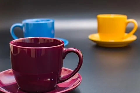 Three cups for coffee Stock Photos