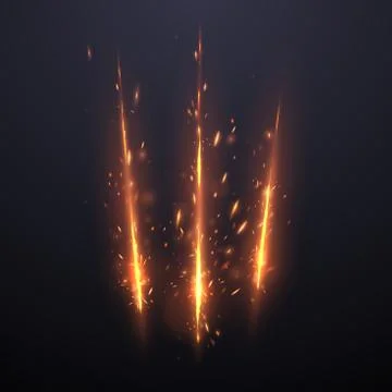 Three cut lines with sparks effect background Stock Illustration