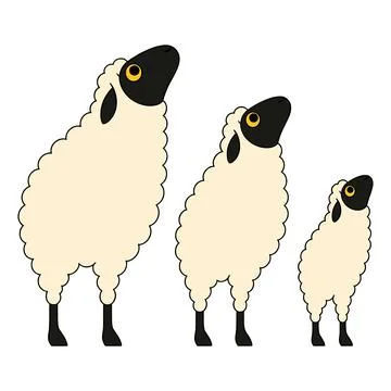 Three Cute Black-Faced Sheep Stock Illustration