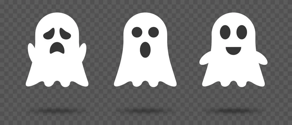 Three cute ghosts. Ghosts doodle. Vector illustration Stock Illustration