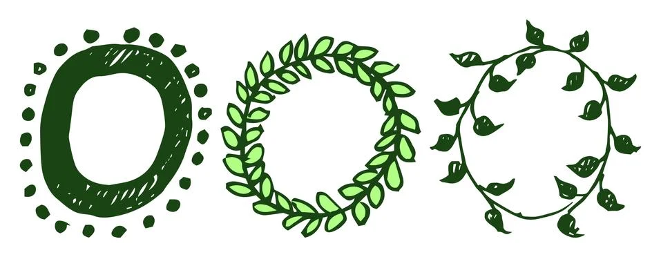 Three Cute Hand Drawn Elements Vector Illustration Stock Illustration