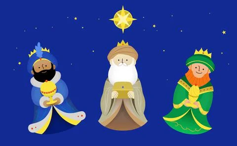Three cute little Wise Men Stock Illustration