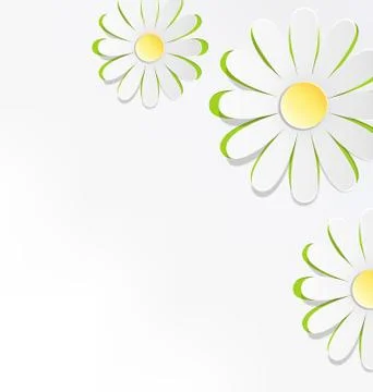 Three cutout chamomiles on grayscale. Floral spring abstract Stock-Illustration