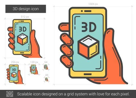 Three d design line icon 스톡 일러스트