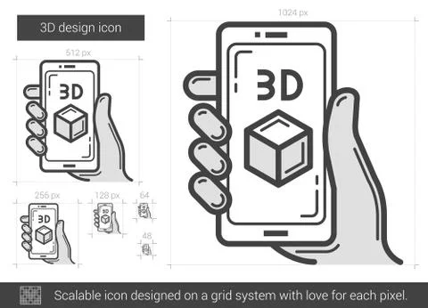 Three d design line icon 스톡 일러스트