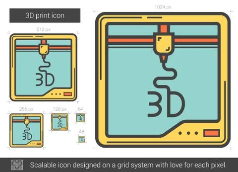 Three D print line icon 库存插图