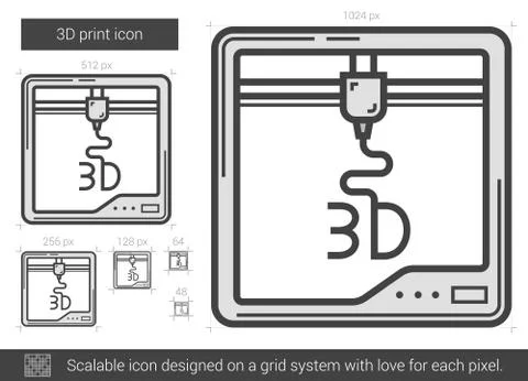 Three D print line icon 스톡 일러스트