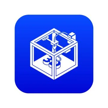 Three d printer icon blue vector 스톡 일러스트