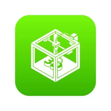 Three d printer icon green Stock Illustration