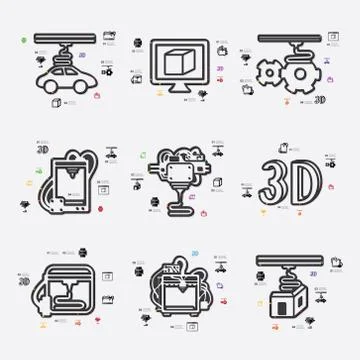Three d printer infographic Stock Illustration