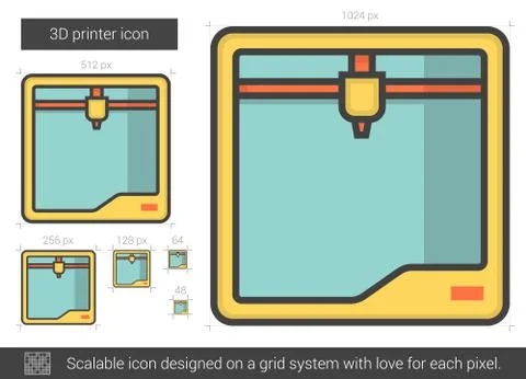 Three D printer line icon 스톡 일러스트