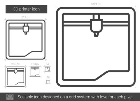 Three D printer line icon. Stock Illustration