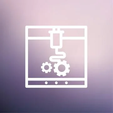 Three D printer thin line icon Stock Illustration