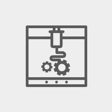 Three D printer thin line icon Stock Illustration