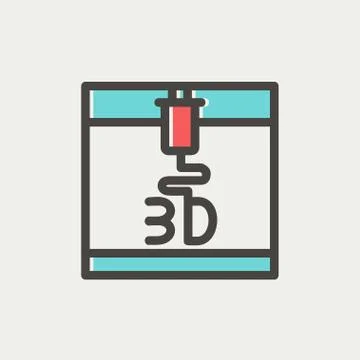 Three d printer thin line icon Stock Illustration