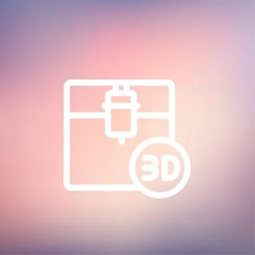 Three D printing machine thin line icon Stock Illustration