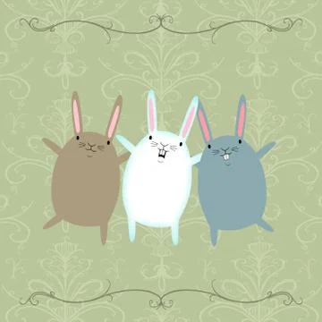 Three dancing rabbits Stock Illustration