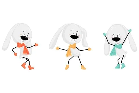 Three dancing rabbits Stock Illustration
