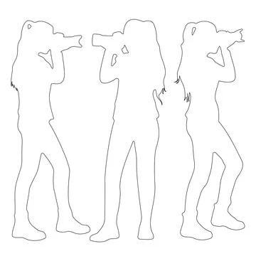 Three Dancing Silhouettes Performing Joyful Moves in Sync on Transparent Ba.. イラスト素材