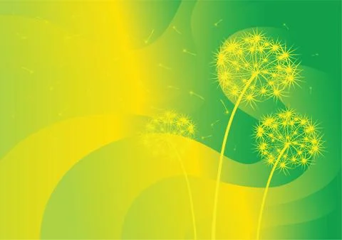 Three dandelions on abstract background. Stock Illustration