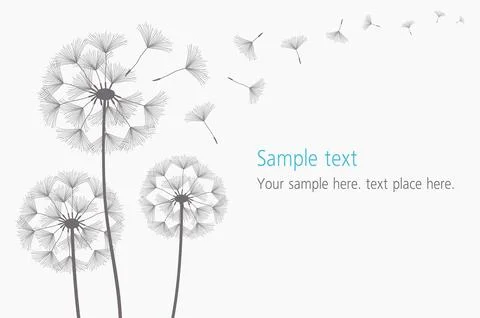 Three dandelions blowing in the wind Stock Illustration