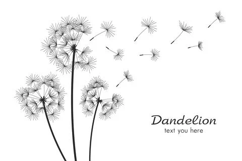 Three dandelions blowing in the wind Illustrazione stock