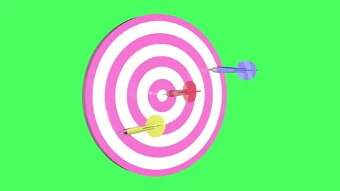 Three darts hit the pink and white target. Stock Footage 237938887