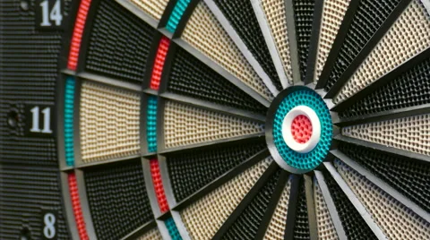 Three Darts Hitting the Double Bullseye Stock Footage 59455337