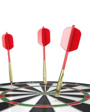 Three darts stuck in a board, top view Stock Illustration