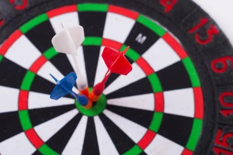 Three Darts in the target concept, Foto stock