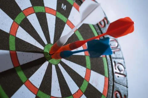 Three Darts in the target concept, Stock Photos