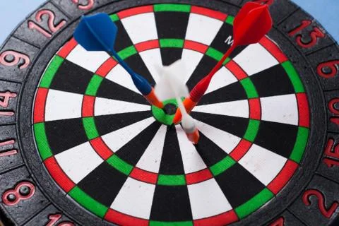 Three Darts in the target concept, Foto stock