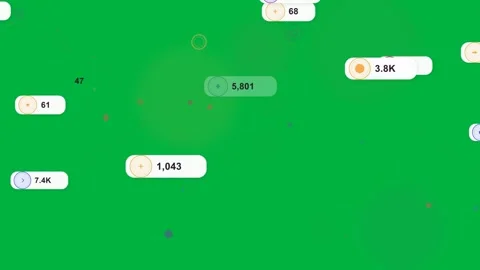 Three data nodes pulsing and attracting badges from edges, updating counts on Stock Footage 333972323