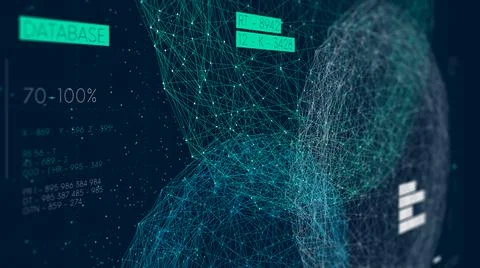 Three databases, data analysis and sorting, digital information field, high t Stock Illustration