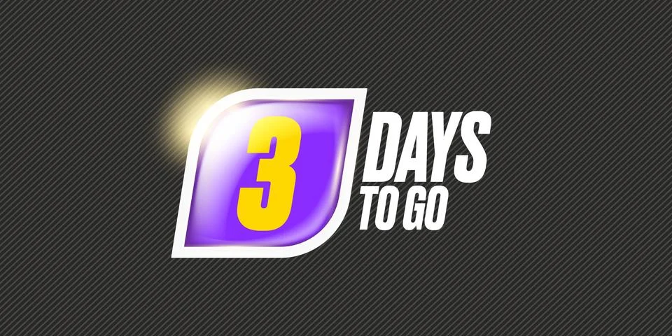 Three days to go countdown grey horizontal banner design template. 3 days to go 스톡 일러스트