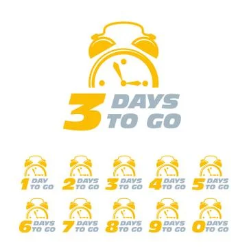 Three days to go sticker with alarm clock, limited period offer sticker Stock Illustration