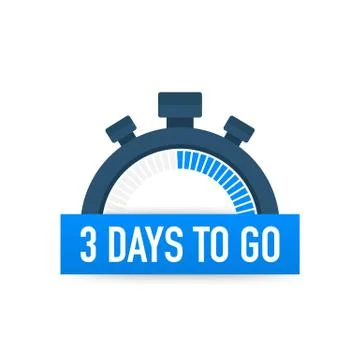 Three days to go. Time icon. Vector illustration on white background. Illustrazione stock