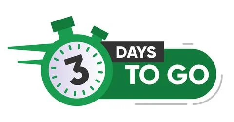 Three Days Left Icon. 3 Days To Go. Stock Illustration