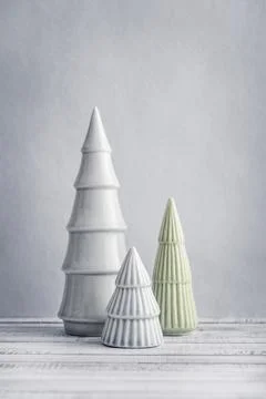 Three decorative ceramic christmas tree Stock Photos