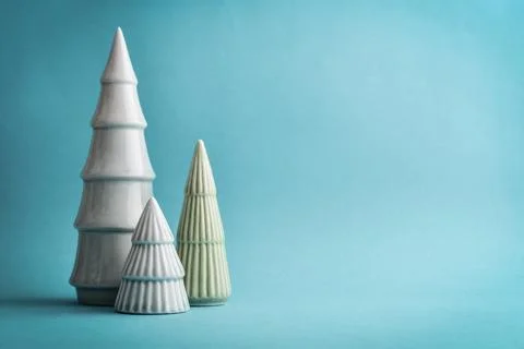 Three decorative ceramic christmas tree 写真素材