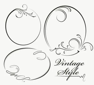 Three decorative oval frame. Stock Illustration