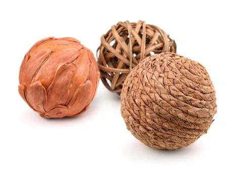 Three decorative wicker balls Stock Photos