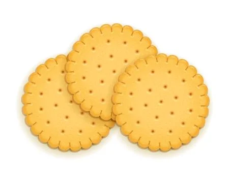 Three delicious round biscuit. Stock Illustration