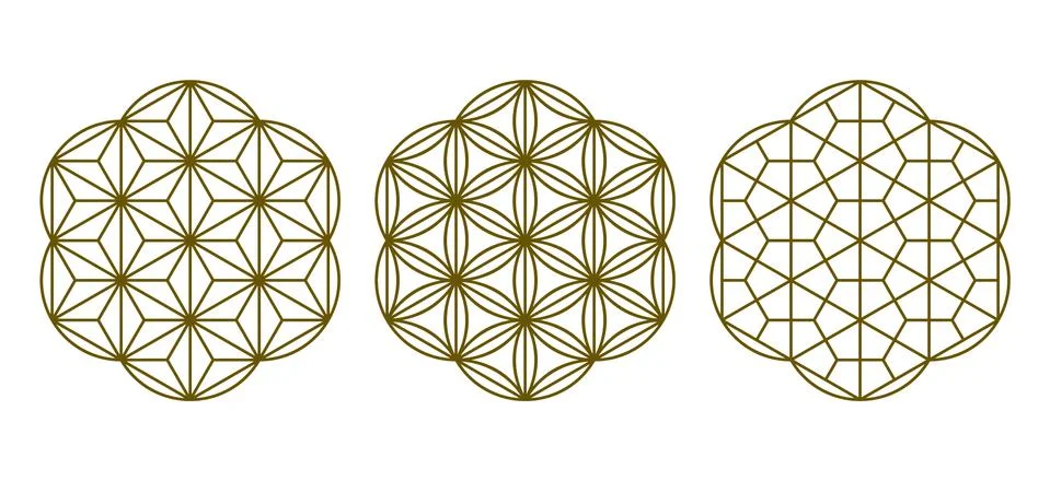 Three design elements based on Japanese decorative art Kumiko zaiku. Stock Illustration