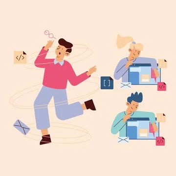 Three developers group characters Illustrazione stock